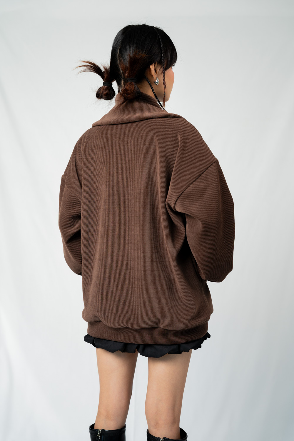 Celine Brown High Neck Zip Sweater
